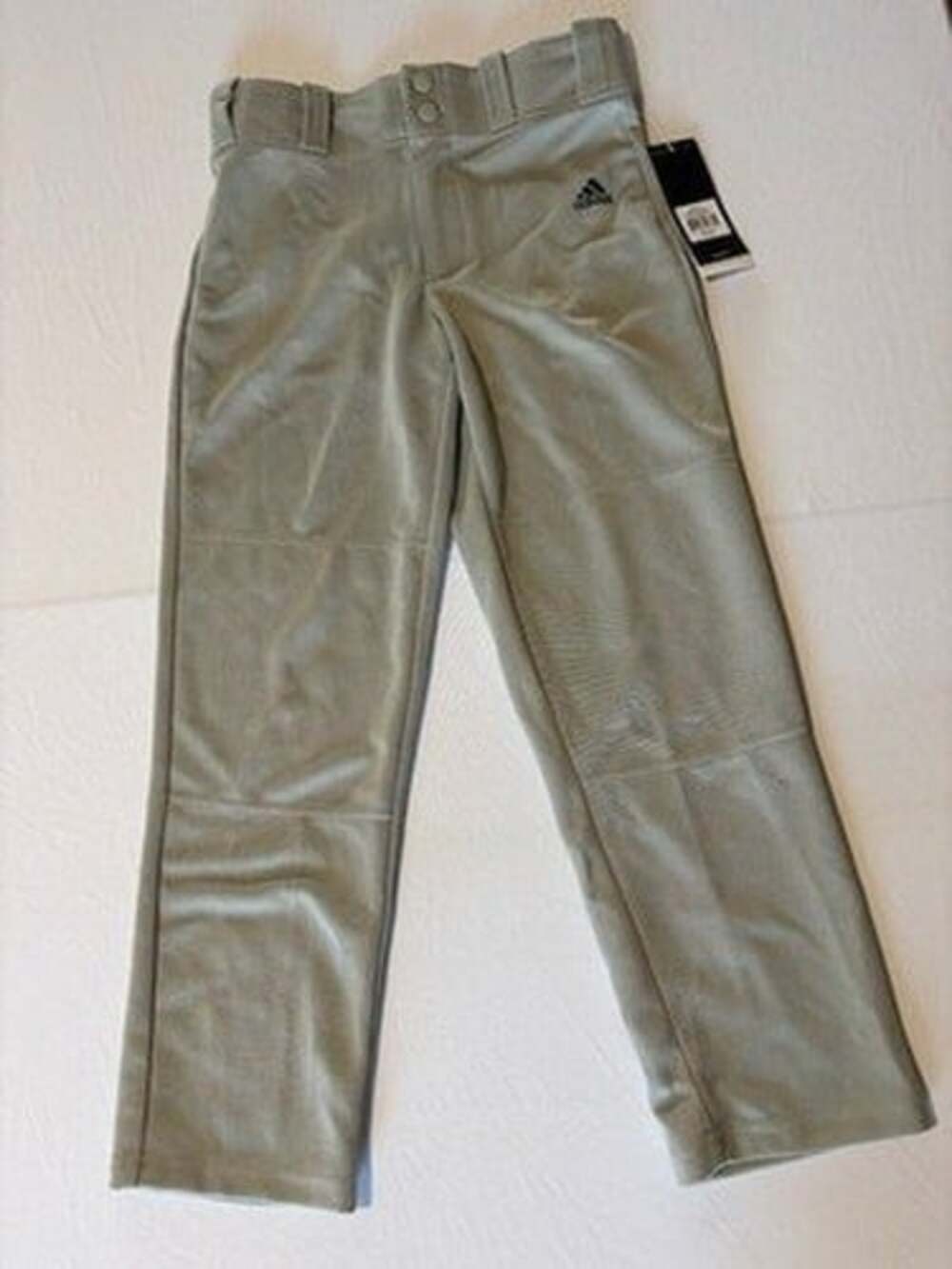 adidas Baseball Relaxed Fit Open Bottom Pants Mens S Gray Moisture Wicking NWT